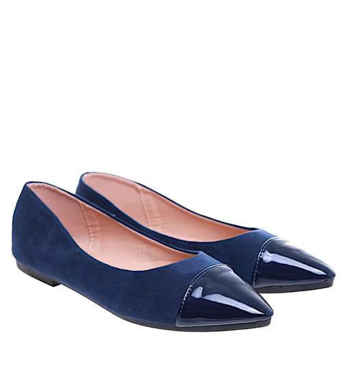 Granatowe baleriny damskie ze szpicem /B3-3 16013 T181/