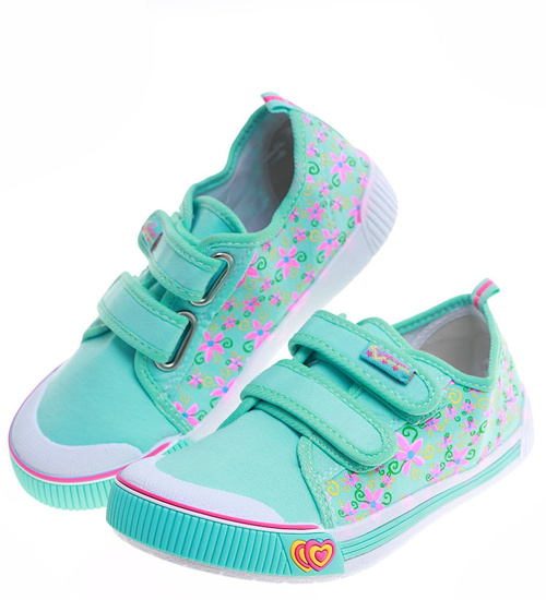 Miętowe dziewczęce tenisówki na rzepy /B3-1 16881 T1-3/