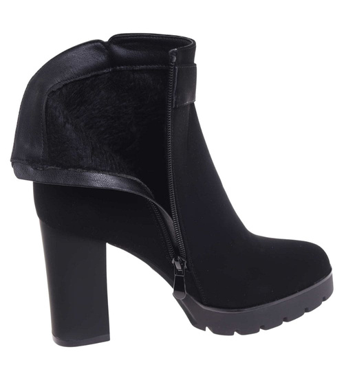 Zimowe botki na grubym obcasie i platformie /A5-3 18511 T482/