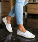 Wsuwane baleriny białe espadryle /E3-2 18725 T188/