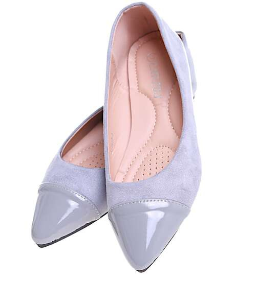 Szare baleriny damskie ze szpicem/B1-3 16009 T181/