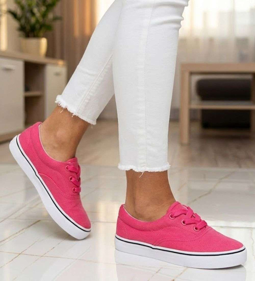 Różowe dziecięce trampki w kwiaty /D8-2 14561 T192/