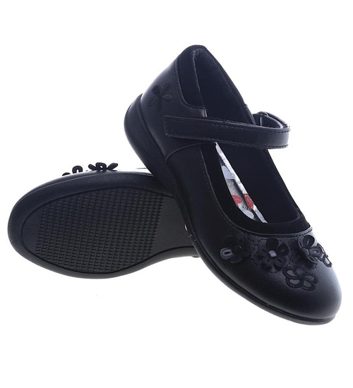 Dziewczęce czarne balerinki z paskiem /A6-2 8439 S009/