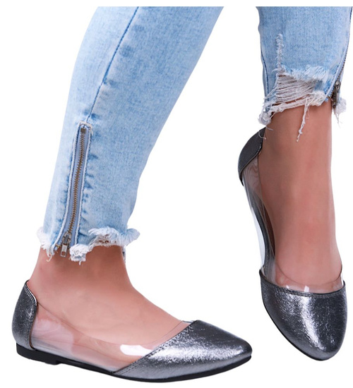 Transparentne srebrne balerinki /G4-2 15847 T190/