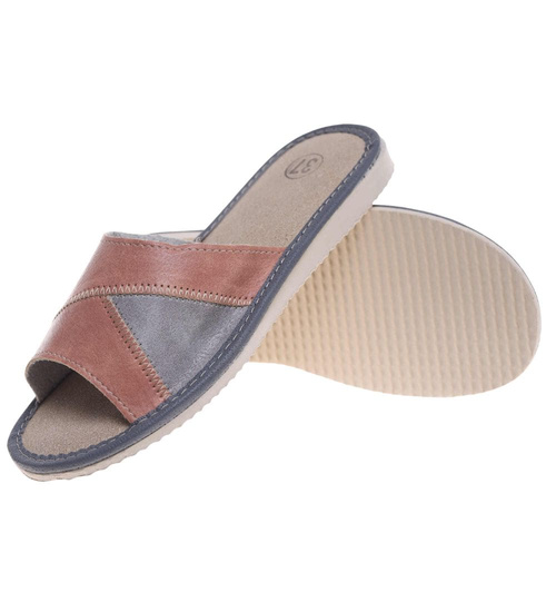 Szaro brązowe klapki domowe /G13-1 10934 S195/