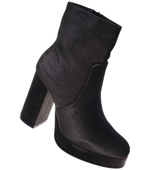 Welurowe zielone botki damskie na platformie /i5-3 H2 18392 G284/