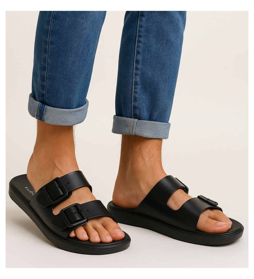 Klapki męskie czarne wodoodporne na plażę /A9-1 17855  T008/