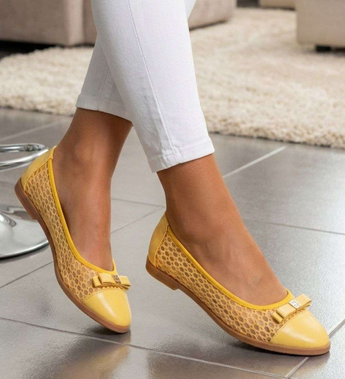Przewiewne damskie baleriny Żółte /F10-2 10265 S098/