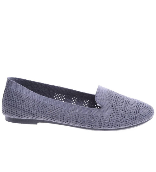 Ażurowe szare balerinki damskie /D6-2 14451 T190/