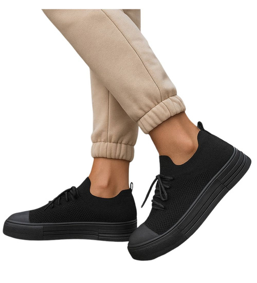 Czarne elastyczne trampki damskie /J5-1 184892 W6/