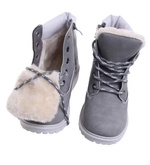 Szare dziewczęce trapery z futerkiem D5-2 18304 T295/