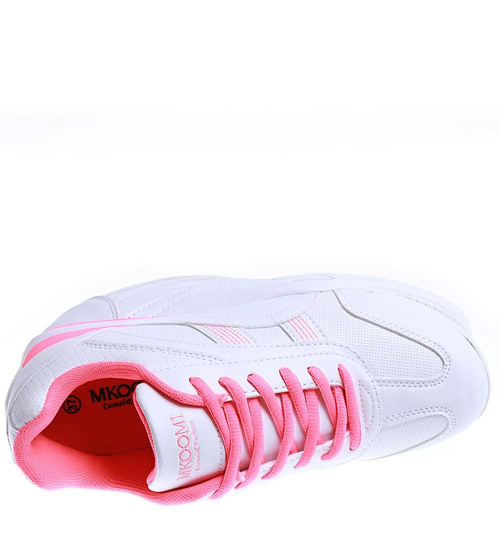 Biało różowe damskie buty sportowe /F4-3 14983 T149/