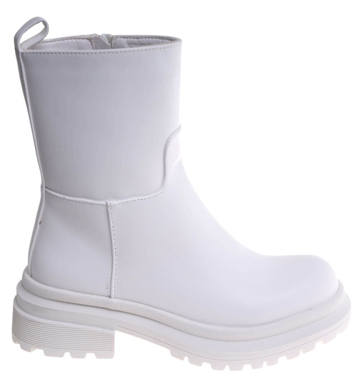 Botki damskie na płaskim obcasie Białe /A10-3 18262 W187 +H2/