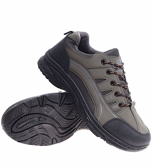 Sznurowane męskie buty trekkingowe Zielone /D2-1 10394 S393/