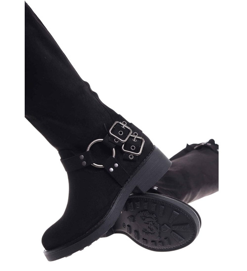 Czarne ocieplane kozaki oficerki /i4-2 h2 18408 G488/