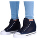 Ażurowe granatowe damskie trampki snekaersy na koturnie /C2-1 16174 T175/