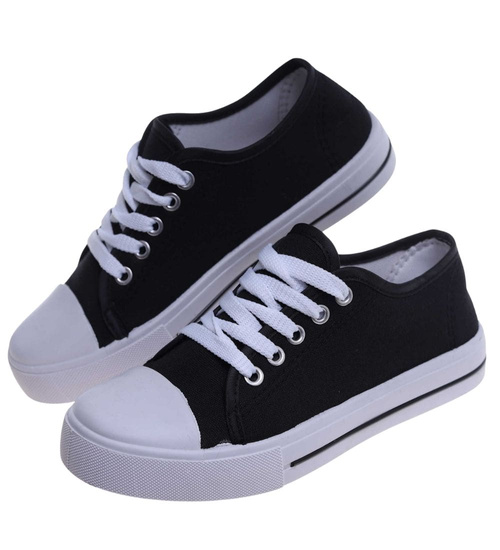 Klasyczne czarne trampki z niską cholewką /E8-1 15579 T089/