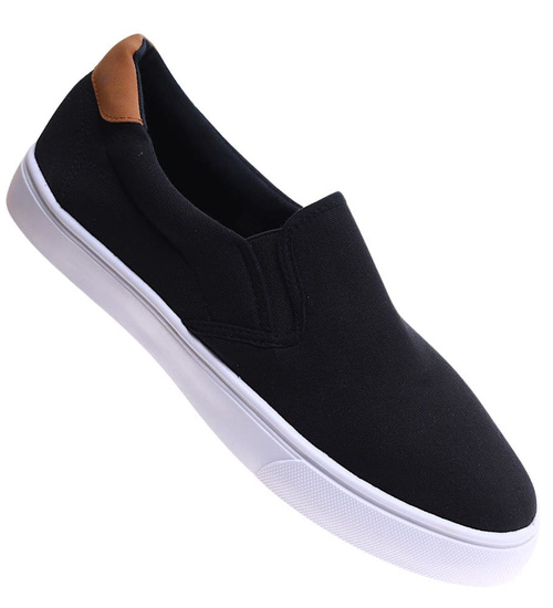 Czarno brązowe męskie trampki slip on /G5-3 17163 T284/