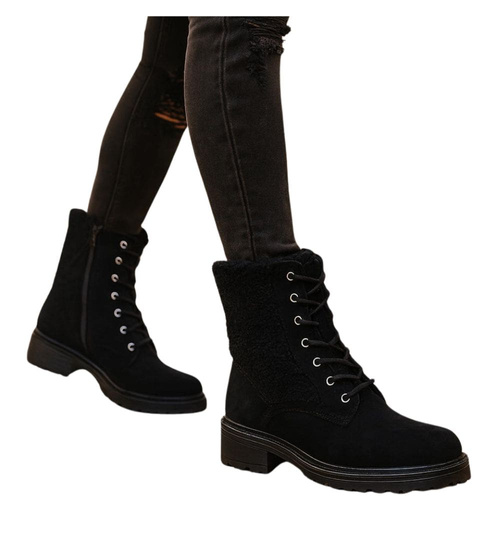 Zimowe botki trapery czarne /F3-2 18502 T440/