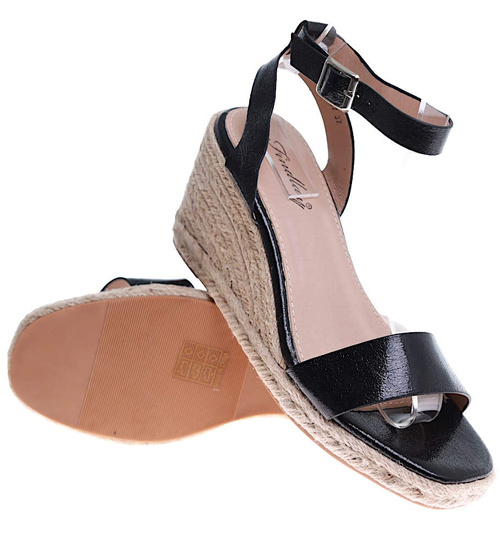 Sandały na koturnie Espadryle Black Chic /G9-3 16184 G280/