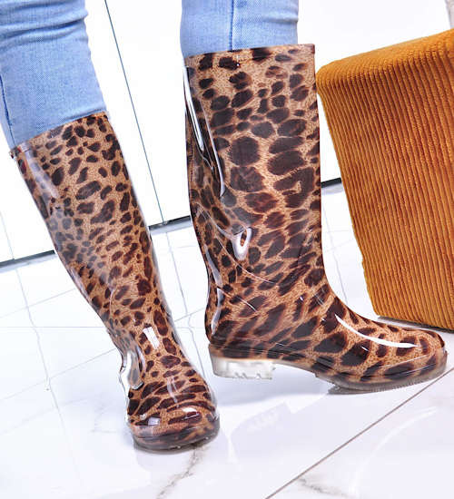 Wysokie damskie kalosze w panterkę /D9-1 12402 A S397/ Wysokie damskie kalosze w panterkę /D9-1 12402 A S397/