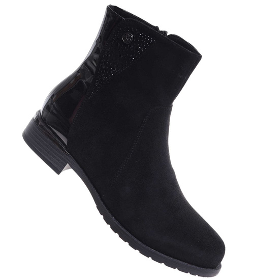 Klasyczne czarne botki damskie zimowe /G5-2 18575 W435/