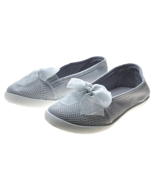 Wsuwane tenisówki dla dziewczynki Szare /D1-1 2906 S2/