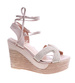 Beżowe sandały na koturnie i platformie /G4-3 14062 S243/