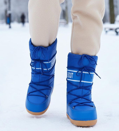 Niebieskie wysokie kozaki śniegowce damskie /D7-1 18593 T235/