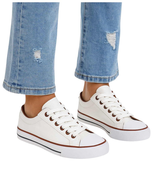 Klasyczne damskie trampki Białe /E2-3 14443 S143/