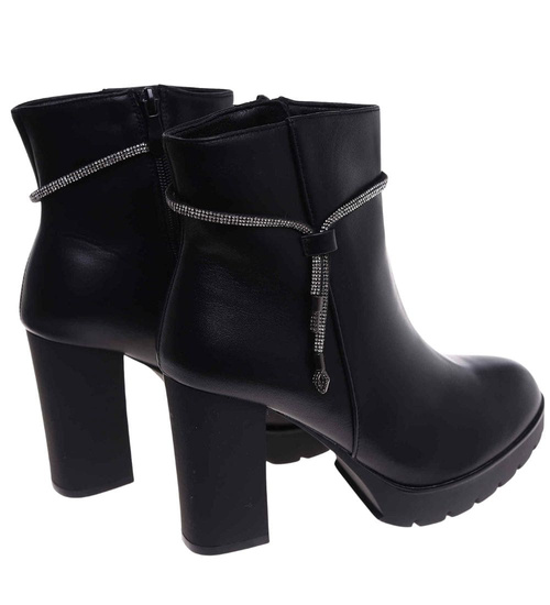 Wizytowe czarne botki na obcasie /E9-1 18237 W303/