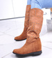 Zamszowe kozaki damskie z ćwiekami Camel /F5-2 12914 T423/