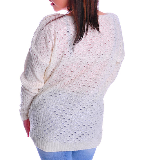 Oversizowy sweter damski Ecru /B4-1 UB360 U107/