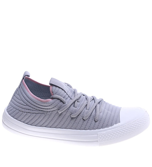 Szare trampki damskie slip on /C2-3 13454 S2/
