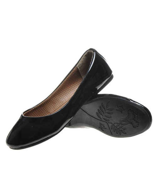 Lakierowane czarne balerinki /F10-3 4591 S079/