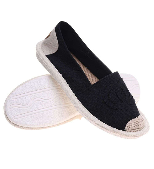 Wsuwane baleriny czarne espadryle /A10-1 18726 T188/