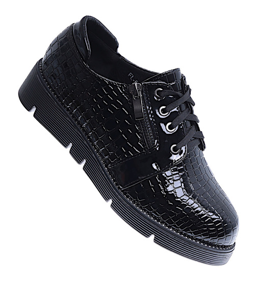 Czarne wiązane dziewczęce półbuty /D7-2 14966 T039/