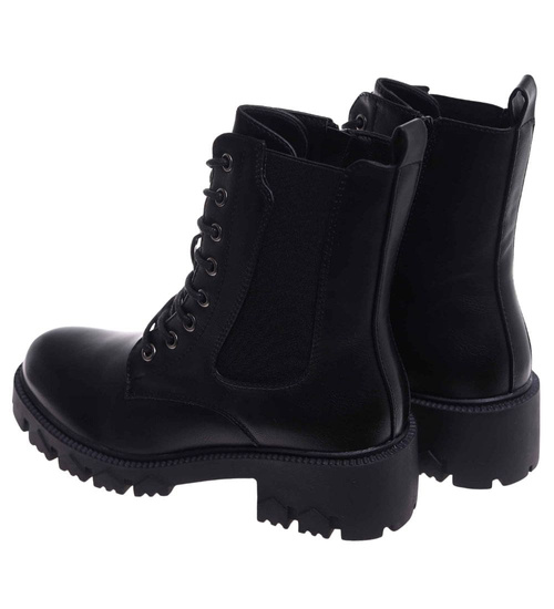 Czarne trapery damskie na platformie /A3-3 18284 W480/