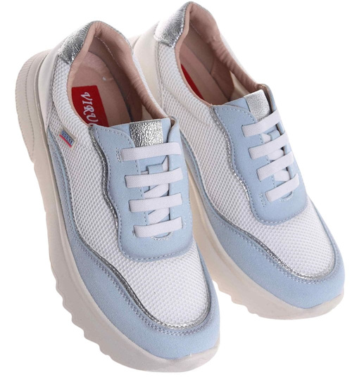 Sznurowane sportowe buty damskie niebieskie /J6-2 18472 W12-3/