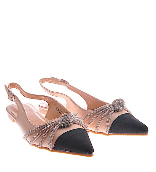 Beżowe sandały na płaskim obcasie /E10-2 12082 T296/