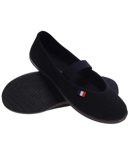 Czarne wsuwane balerinki tenisówki czeszki /B4-2 18836 T293/