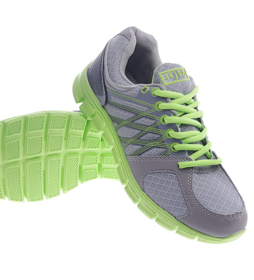 Sznurowane szaro zielone buty sportowe /C1-3 13206 S203/