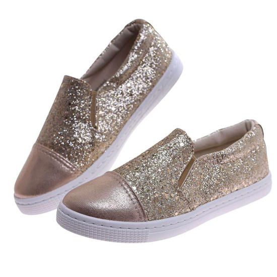 Złote wsuwane trampki dziewczęce /E9-2 17284 T121/