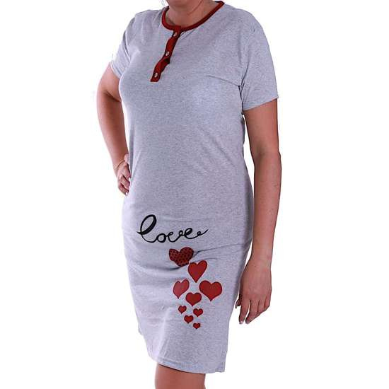 Szara koszula nocna z serduszkami Size Plus /H2-K62 P39 S200/ Szara koszula nocna z serduszkami Size Plus /H2-K62 P39 S200/