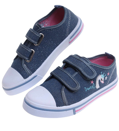 Niebieskie dziewczęce trampki na rzepy /A6-2 18113 200/