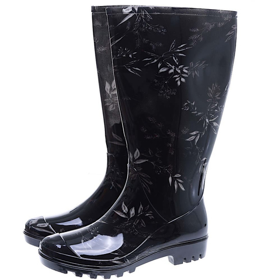 Czarne kalosze damskie z długą cholewką /E2-1 15789 T338/