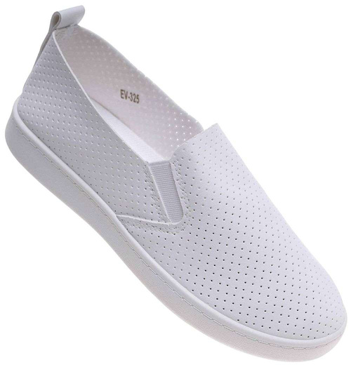 Białe damskie tenisówki slip on /L3-2 18804 W137/