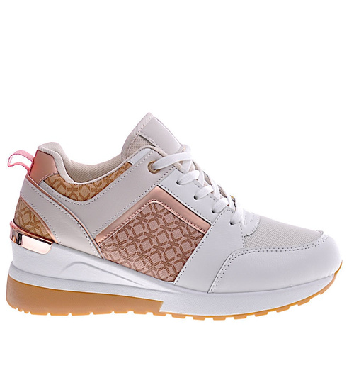 Białe trampki sneakersy na niskim koturnie /E8-2 12943 T595/