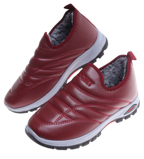 Bordowe buty chłopięce sportowe z ociepleniem /C5-2 18165 T336/