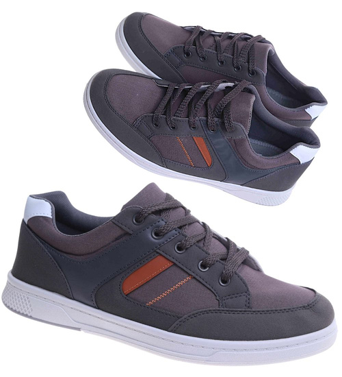 Szare sznurowane trampki męskie /A1-1 17640 T236/